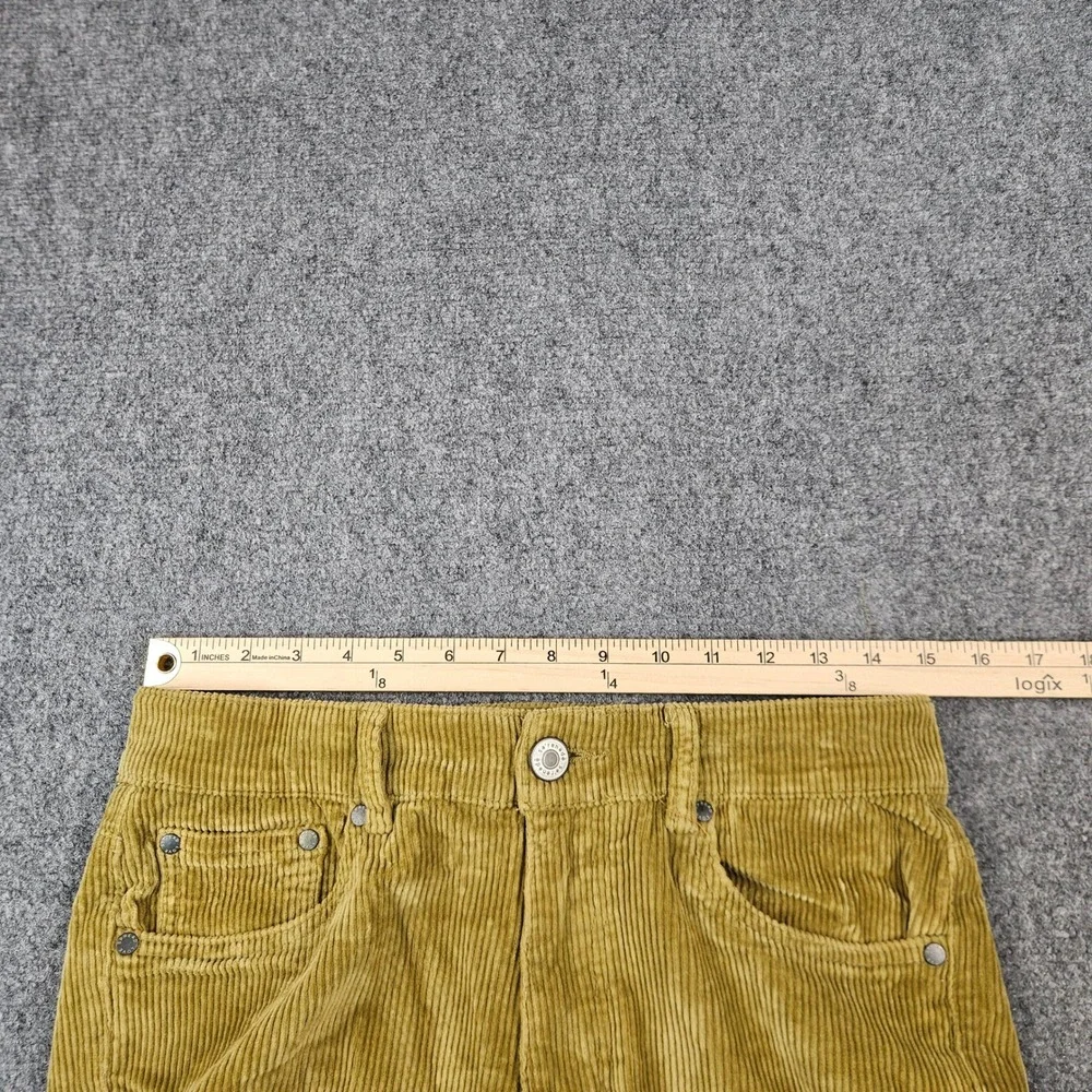 SERENEDE Mens Fitted Corduroy Pants 30 Mustard Yellow Gold Slim Stretch RN166138